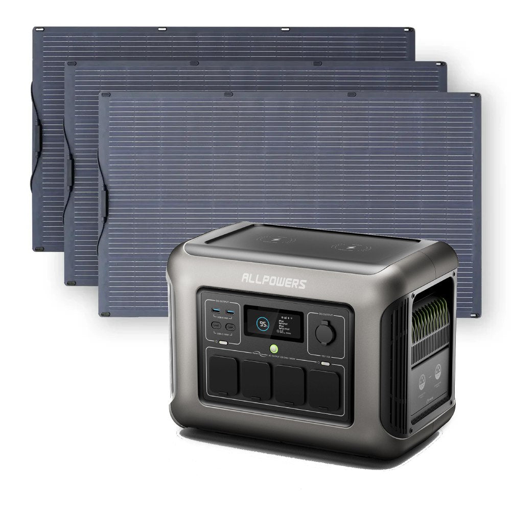 ALLPOWERS Solar Generator Kit 1600W (R1500 PLUS + SF200 200W Flexible Solar Panel)