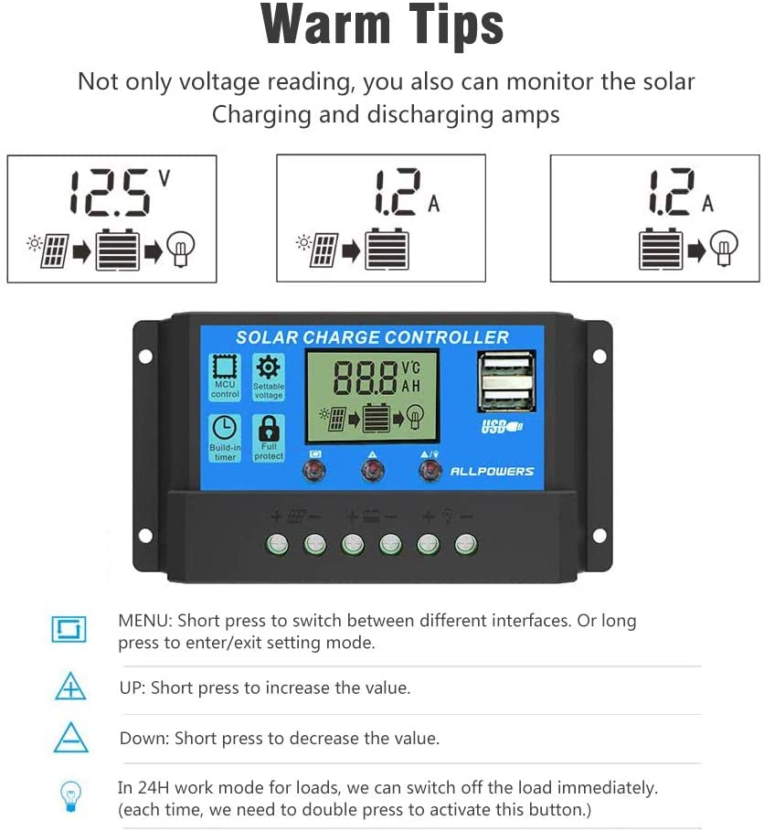 ALLPOWERS 20A Solar Charger Controller