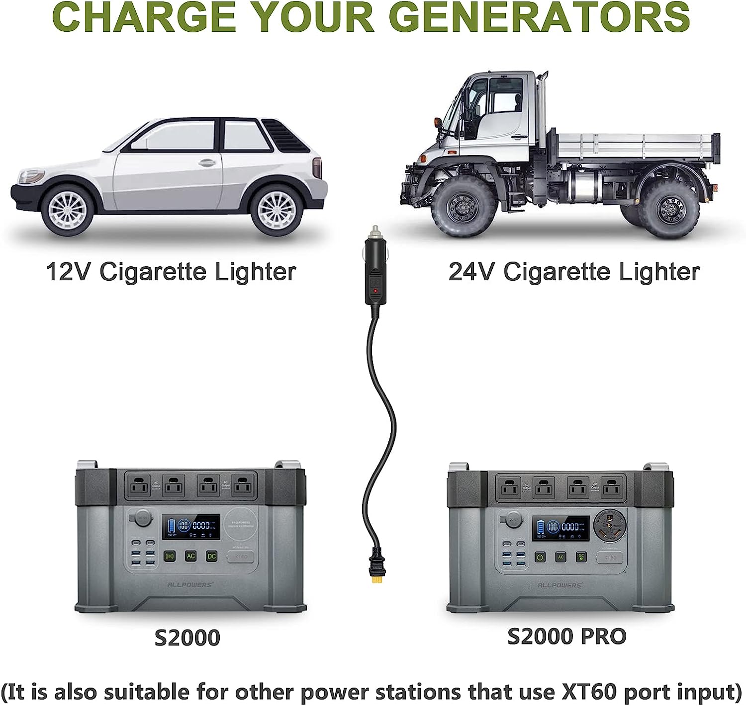 ALLPOWERS Car cigarette lighter charger to XT60 1.5M/4.9FT