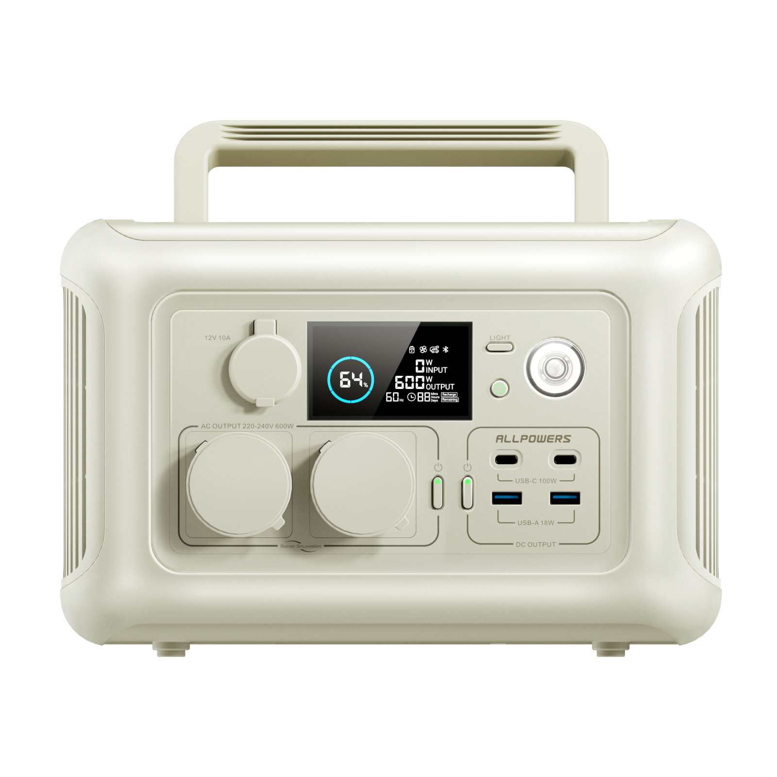 ALLPOWERS R600 Beige Portable Power Station 600W 299Wh LiFeP04 Battery